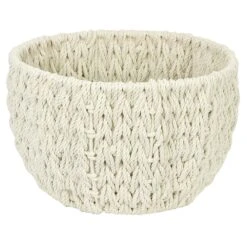 Ivory Cotton Rope Storage Basket, Medium