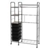 Jami Black Closet Rack With Brown Wooden Shelves 1 Jami Black Closet Rack With Brown Wooden Shelves -Cleaning Essentials Sales jami black closet rack with brown wooden shelves