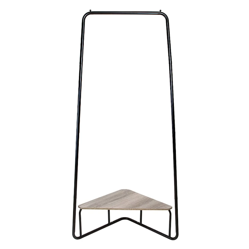 Jami Corner Black Garment Rack With Brown Shelf 3 Jami Corner Black Garment Rack With Brown Shelf