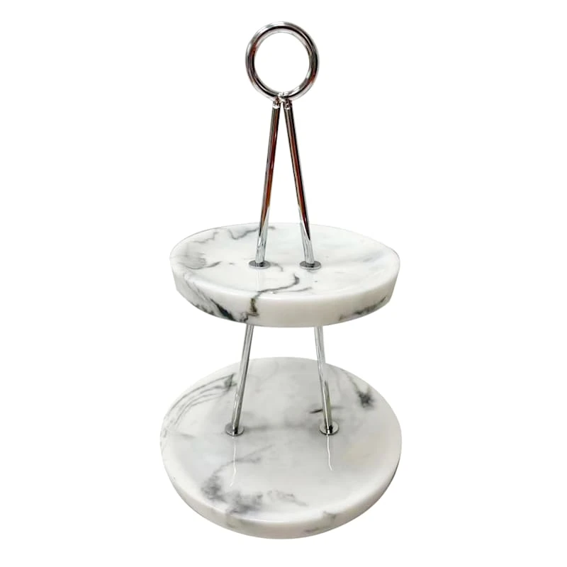 Laila Ali Chrome Jewelry Holder With Marble Base, 10" 3 Laila Ali Chrome Jewelry Holder With Marble Base, 10"