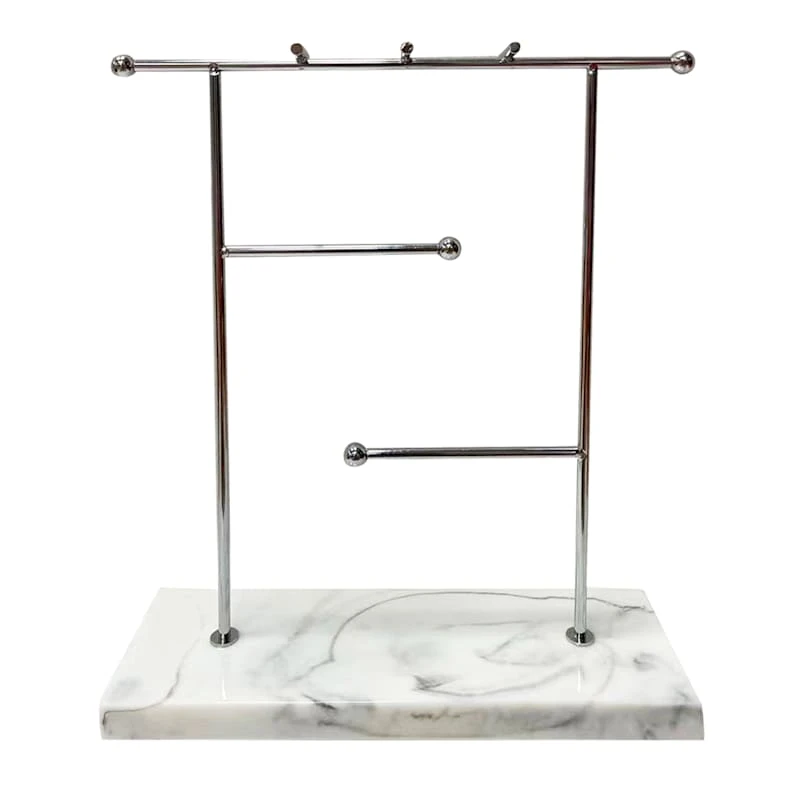 Laila Ali Chrome Jewelry Holder With Marbled Base, 10.5" 3 Laila Ali Chrome Jewelry Holder With Marbled Base, 10.5"