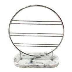 Laila Ali Chrome Jewelry Holder With Marbled Base, 8.5"