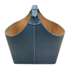 Laila Ali Grey Faux Leather Magazine Storage Bin, Medium