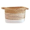 Large Rectangle Water Hyacinth Basket/White Stripe -Cleaning Essentials Sales large rectangle water hyacinth basket white stripe