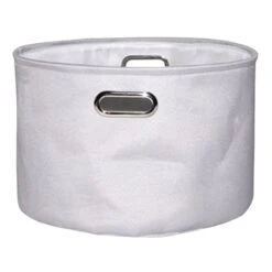 Light Grey Round Fabric Storage Basket, Large