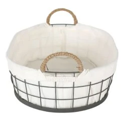 Lined Oval Storage Basket, Large -Cleaning Essentials Sales lined oval storage basket large 2