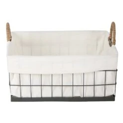Lined Rectangle Wire Basket, Large -Cleaning Essentials Sales lined rectangle wire basket large 1