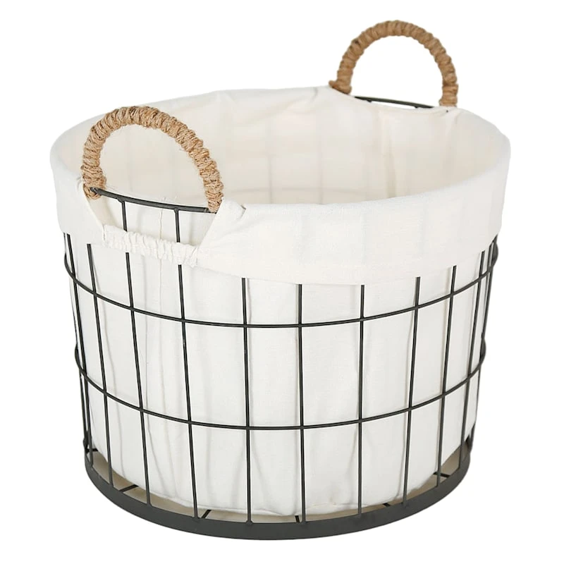 Lined Round Wire Storage Basket, Medium 4 Lined Round Wire Storage Basket, Medium - Image 2