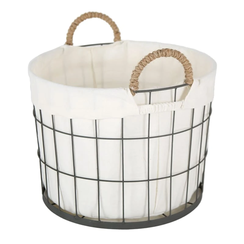Lined Round Wire Storage Basket, Medium 5 Lined Round Wire Storage Basket, Medium - Image 3