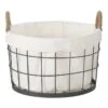 Lined Round Wire Storage Basket, Small -Cleaning Essentials Sales lined round wire storage basket small