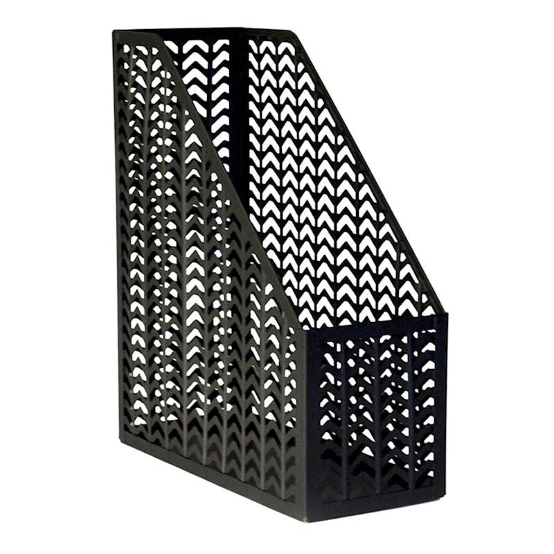 Matte Black Chevron Punched Metal File Organizer Magazine Holder 3 Matte Black Chevron Punched Metal File Organizer Magazine Holder