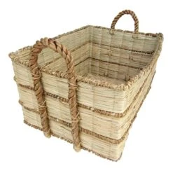 Mendong Water Hyacinth Rectangle Natural Large Basket -Cleaning Essentials Sales mendong water hyacinth rectangle natural large basket 1