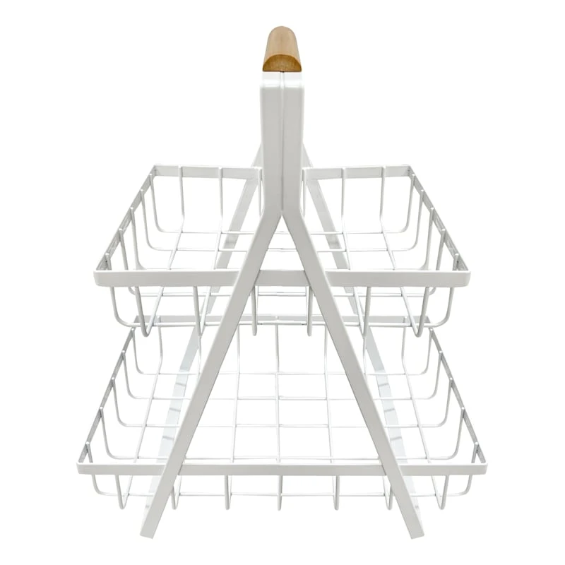 Metal Basket With Wood Handle 3 Metal Basket With Wood Handle