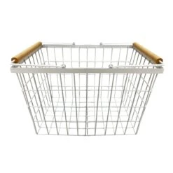 Metal Basket With Wood Handle