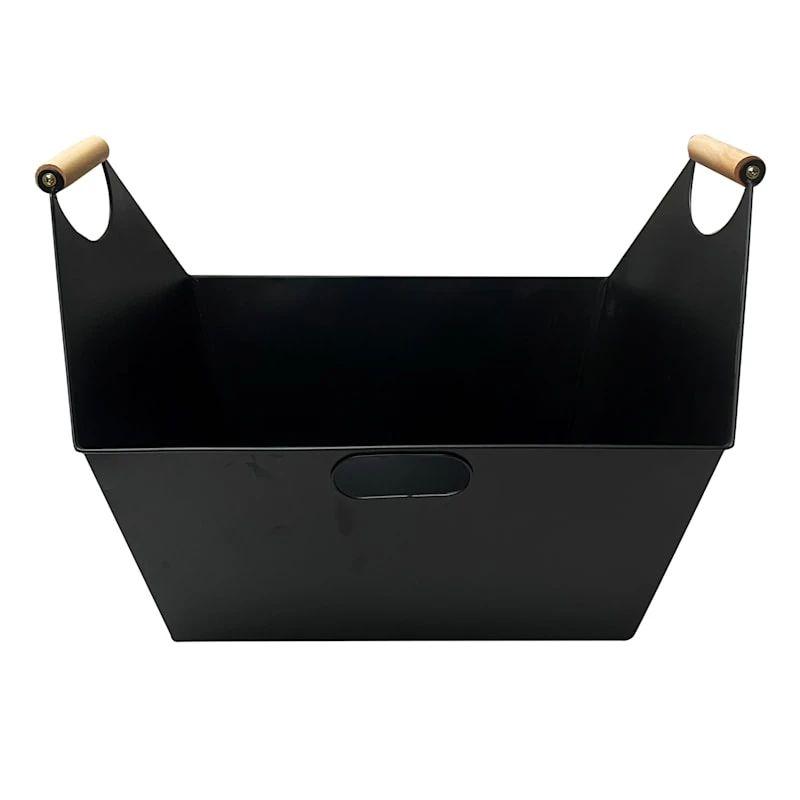 METAL CADDY WITH WOOD HANDLE-L 3 METAL CADDY WITH WOOD HANDLE-L