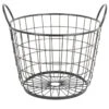 Metal Round Wire Grid Basket With Handle, Large -Cleaning Essentials Sales metal round wire grid basket with handle large