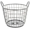 Metal Round Wire Grid Basket With Handle, Medium -Cleaning Essentials Sales metal round wire grid basket with handle medium