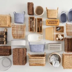 Mylie Grey Print Round Storage Bin, Large -Cleaning Essentials Sales mylie grey print round storage bin large 2