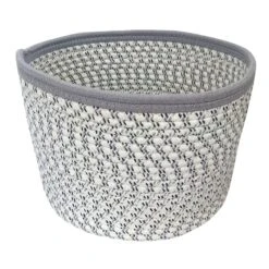 Mylie Grey Print Round Storage Bin, Large