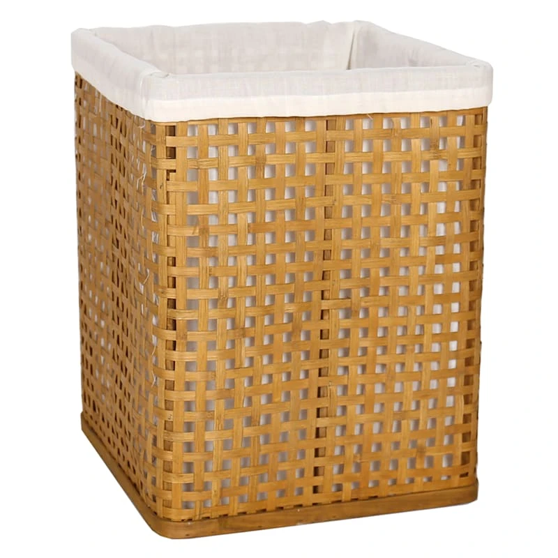 Natural Bamboo Wood Laundry Hamper With Liner, Medium 3 Natural Bamboo Wood Laundry Hamper With Liner, Medium