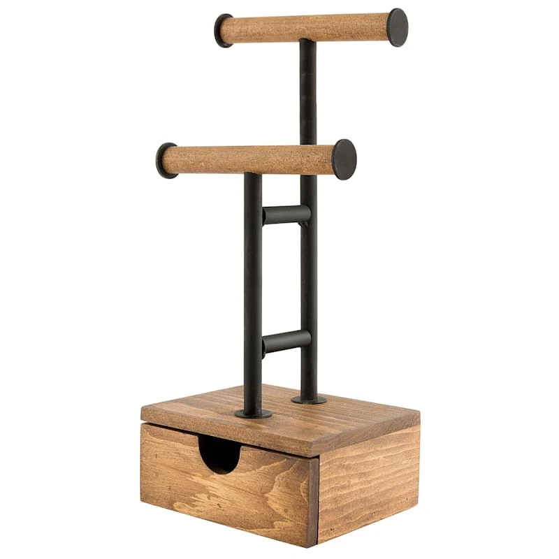 Natural Wood Jewelry Organizer Stand 3 Natural Wood Jewelry Organizer Stand