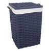 Navy Blue Square Laundry Floor Standing Hamper With Ivory Liner, Large 2 Navy Blue Square Laundry Floor Standing Hamper With Ivory Liner, Large -Cleaning Essentials Sales navy blue square laundry floor standing hamper with ivory liner large