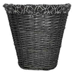 Oval Willow Spilt Laundry Hamper, Grey