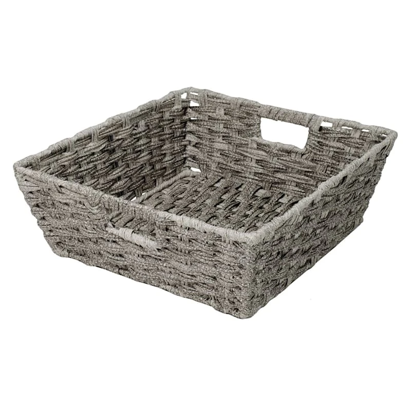 Pe Faux Rattan Shelf Tote Grey 3 Pe Faux Rattan Shelf Tote Grey