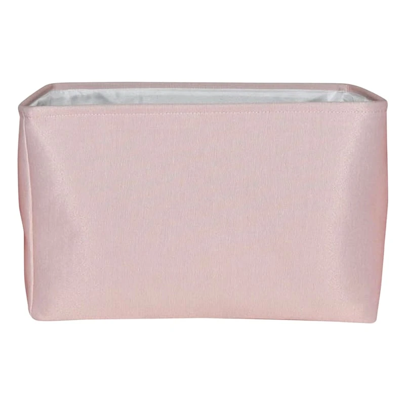 Pearl Blush Pink Rectangle Fabric Storage Basket, Large 3 Pearl Blush Pink Rectangle Fabric Storage Basket, Large