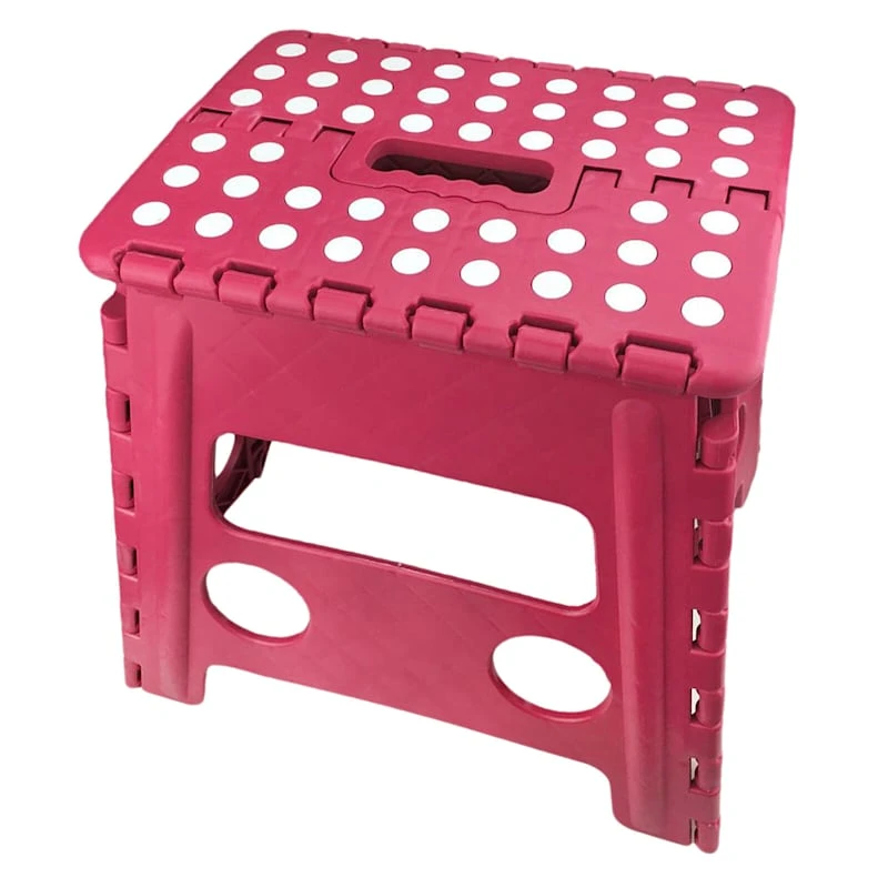Pink Foldable Step Stool, 13" 3 Pink Foldable Step Stool, 13"