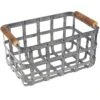 Rectangle Galvanized Metal Basket W/Wooden Handle L 2 Rectangle Galvanized Metal Basket W/Wooden Handle L -Cleaning Essentials Sales rectangle galvanized metal basket w wooden handle l