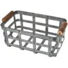 Rectangle Galvanized Metal Basket W/Wooden Handle S -Cleaning Essentials Sales rectangle galvanized metal basket w wooden handle s