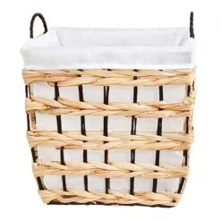 Rectangle Water Hyacinth Wicker Laundry Hamper, Medium