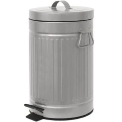 Retro Silver Step Trash Bin, 12l