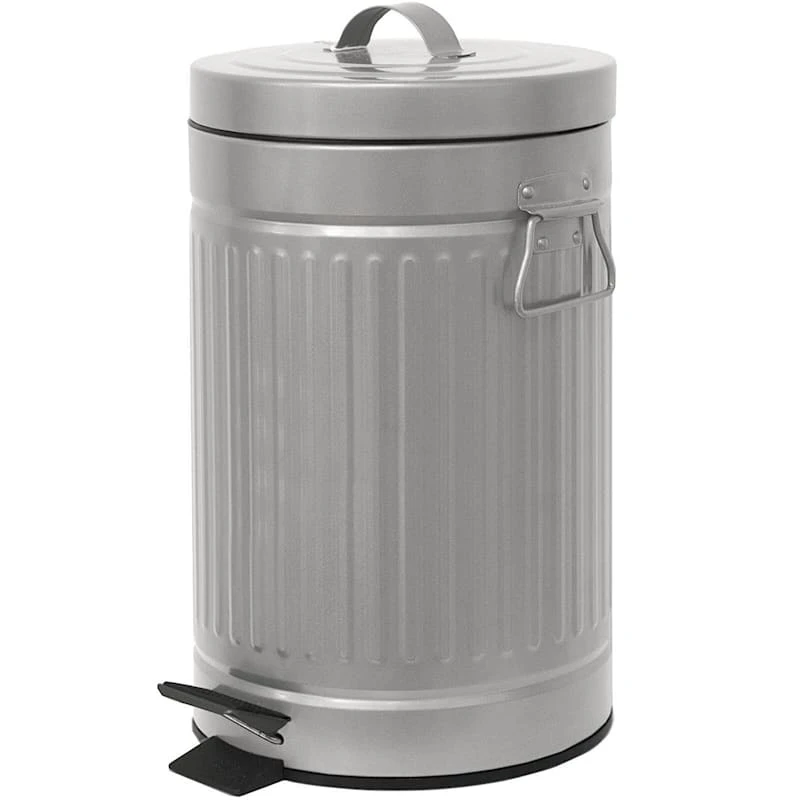 Retro Silver Step Trash Bin, 12l 3 Retro Silver Step Trash Bin, 12l