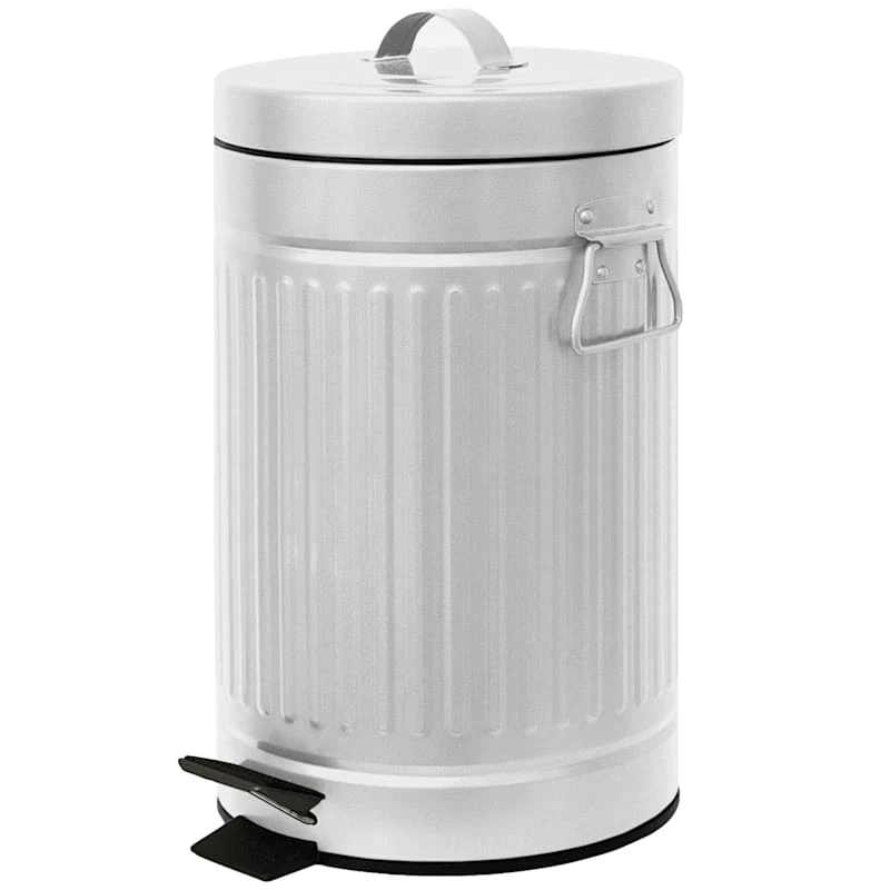 Retro White Step Trash Bin, 12l 3 Retro White Step Trash Bin, 12l