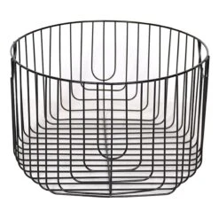 Round Black Metal Wire Storage Basket, Small