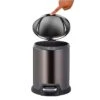 Round Black Stainless Steel Pedal Bin, 5l -Cleaning Essentials Sales round black stainless steel pedal bin 5l