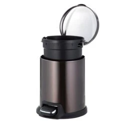 Round Black Stainless Steel Pedal Bin, 5l -Cleaning Essentials Sales round black stainless steel pedal bin 5l 2