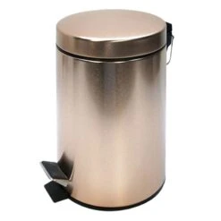 Round Brilliance Brushed Gold Step Trash Can With Removable Liner, 30l