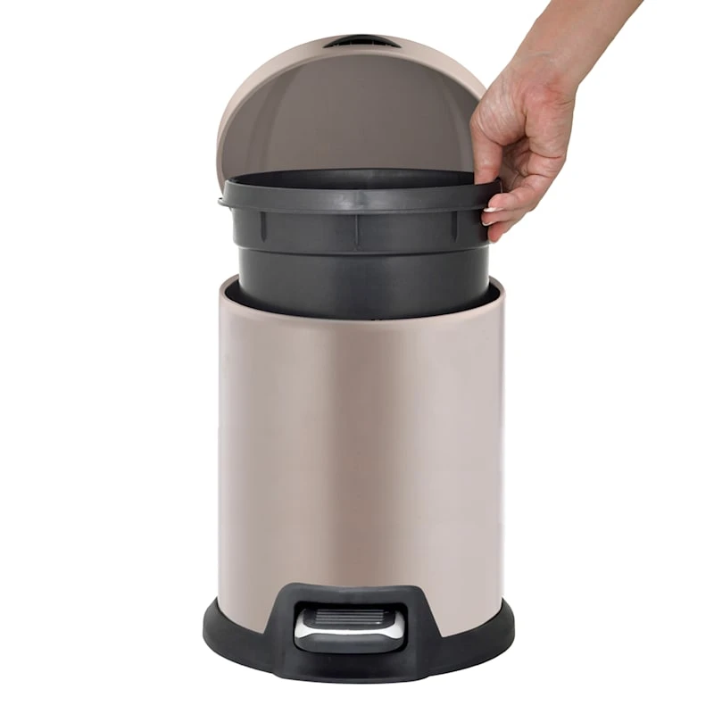 Round Champagne Stainless Steel Pedal Bin, 5l 4 Round Champagne Stainless Steel Pedal Bin, 5l - Image 2