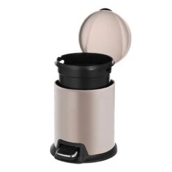 Round Champagne Stainless Steel Pedal Bin, 5l 10 Round Champagne Stainless Steel Pedal Bin, 5l -Cleaning Essentials Sales round champagne stainless steel pedal bin 5l 2