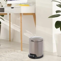 Round Champagne Stainless Steel Pedal Bin, 5l 13 Round Champagne Stainless Steel Pedal Bin, 5l -Cleaning Essentials Sales round champagne stainless steel pedal bin 5l 5