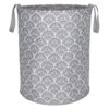 Round Collapsible Laundry Hamper With Handles, Grey Floral -Cleaning Essentials Sales round collapsible laundry hamper with handles grey floral
