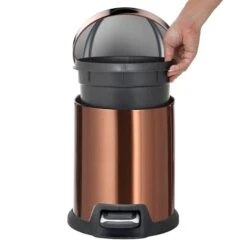 Round Copper Stainless Steel Pedal Bin, 5l -Cleaning Essentials Sales round copper stainless steel pedal bin 5l 2