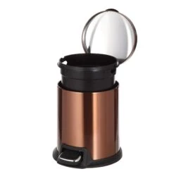 Round Copper Stainless Steel Pedal Bin, 5l -Cleaning Essentials Sales round copper stainless steel pedal bin 5l 3