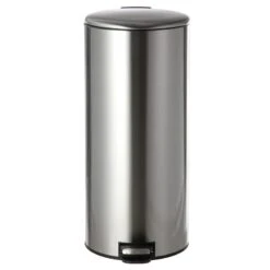 Round Stainless Steel Pedal Trash Bin With Thin Lid, 30l