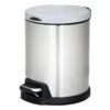 Round White Stainless Steel Pedal Bin, 5l -Cleaning Essentials Sales round white stainless steel pedal bin 5l