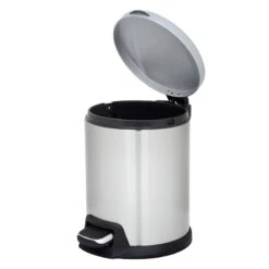 Round White Stainless Steel Pedal Bin, 5l -Cleaning Essentials Sales round white stainless steel pedal bin 5l 2