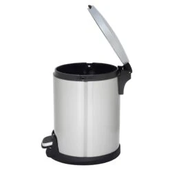 Round White Stainless Steel Pedal Bin, 5l -Cleaning Essentials Sales round white stainless steel pedal bin 5l 3
